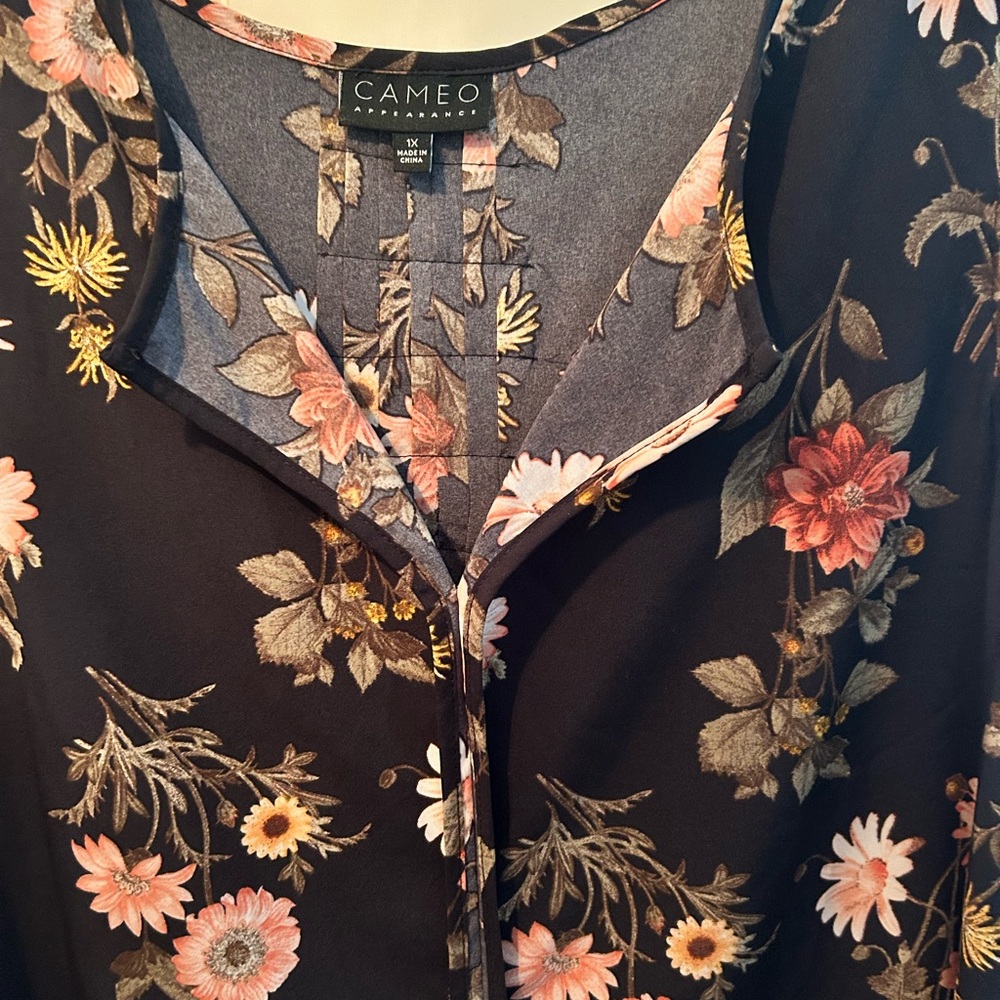 Cameo Black Floral Blouse with Pink Accents - Picture 3 of 8